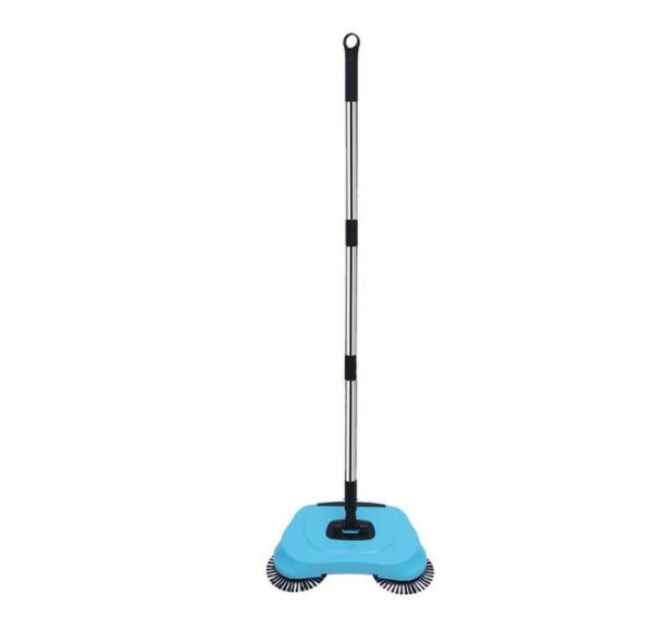 Sweeping Machine Magic Carpet Sweeper Push Type Spin Broom Mopping Machine Handle Household Cleaning Hand Push Sweeper: Blue