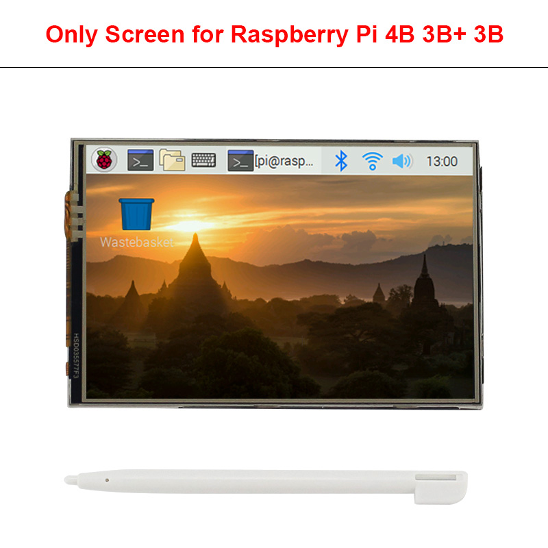 Pantalla táctil TFT para Raspberry Pi 4 modelo B, Monitor LCD de 3,5 pulgadas, 480x320, con carcasa de ABS, bolígrafo táctil para Raspberry Pi 4 Modelo B 3B + 3B: Rojo