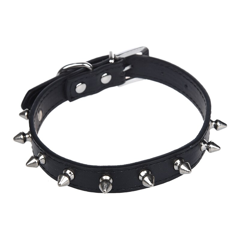 Hondenhalsband met studs, pu-leer, zwart, maat m: Default Title