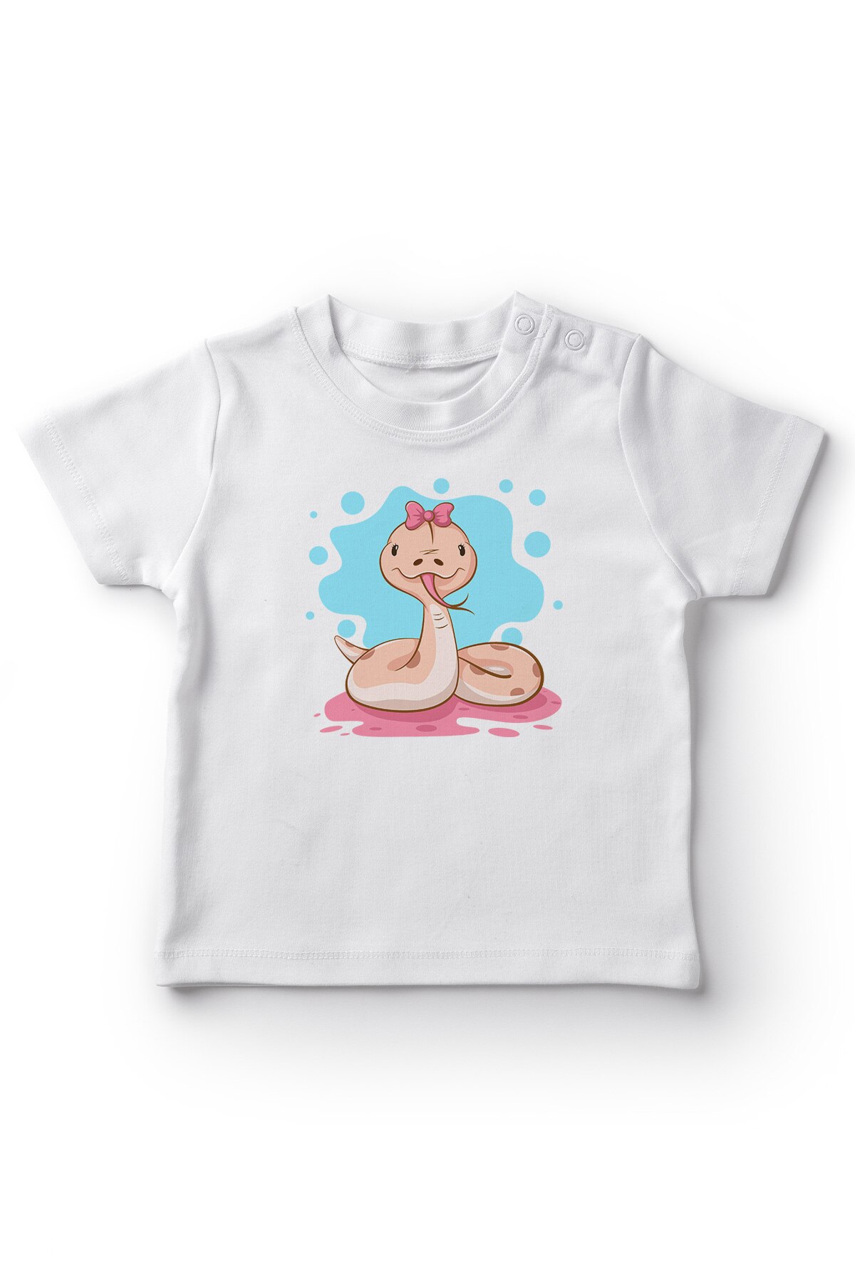 Angemiel Baby Bow Wearing Cute Snake Girl Baby T-Shirt White