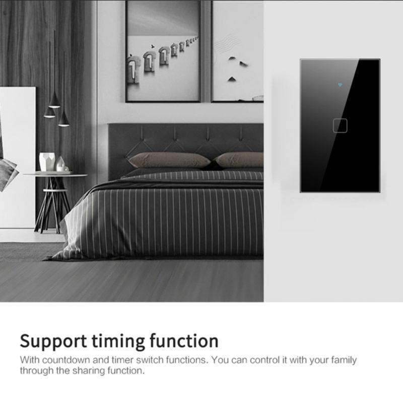 1/2/3/4gang 433RF Wifi Tuya Smart Light Switch Touch Panel US Touch Switch Wireless Wall Switches Tempered Glass Panel Universal