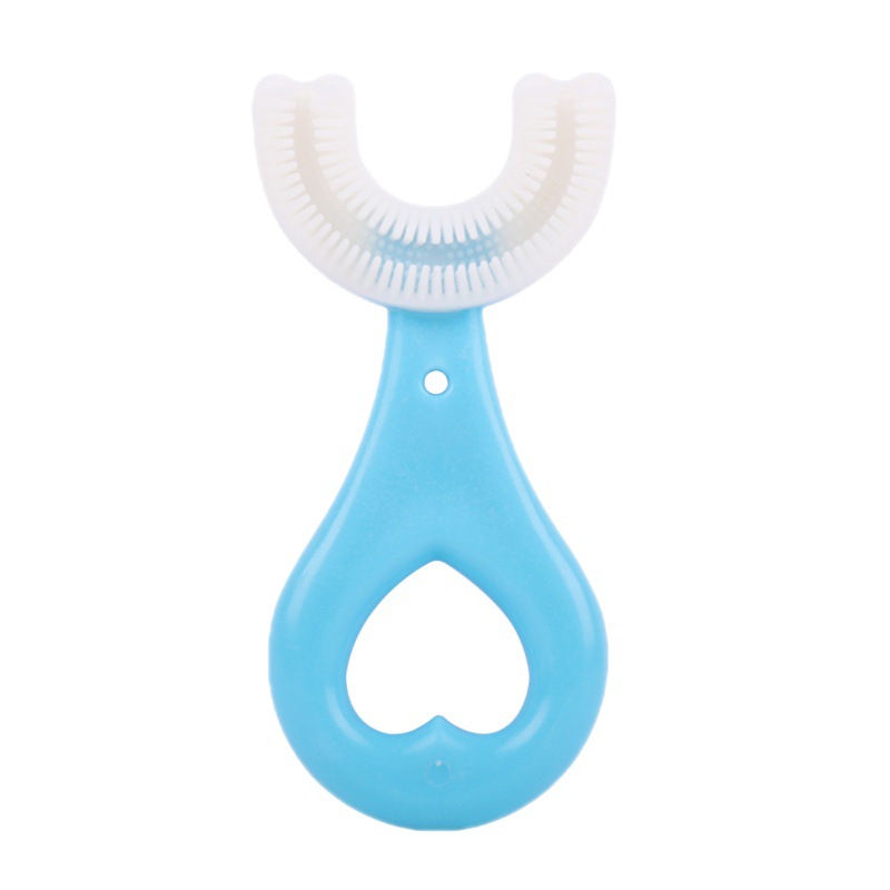 Baby Tandenborstel U-Vorm Silicone Baby Tandenborstel Met Handvat Cartoon Handleiding Mond Reinigingsborstel Voor Peuters Leeftijden 2-12Y: 2-6Y blue