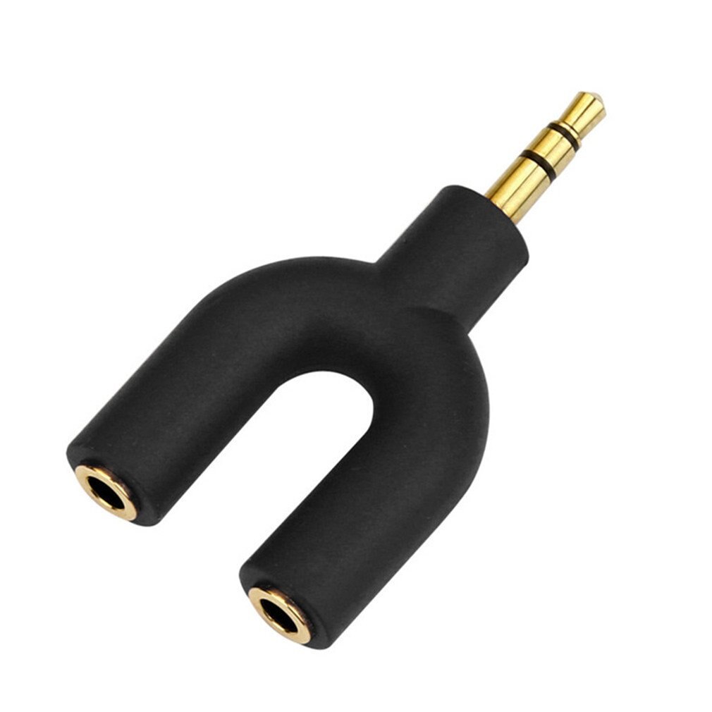 3.5mm adapter för dubbelkontakt till hörlurar för adapter för  mp3 spelare för hörlurar: Svart