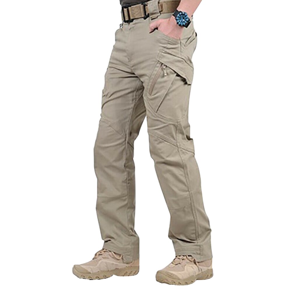Nieuwe waterdichte werkbroek voor heren met zakken, losse broek: Khaki / M