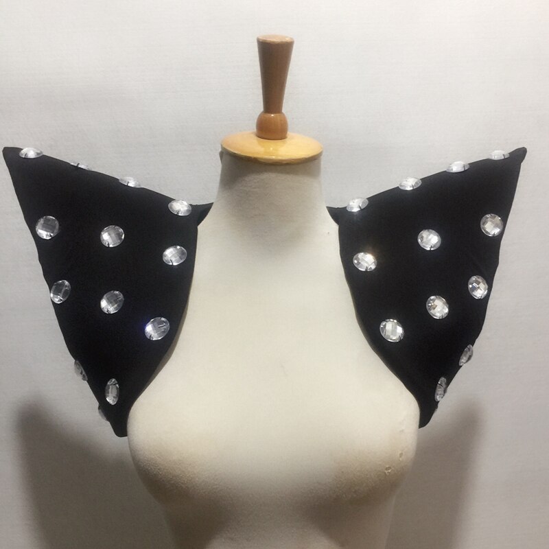 Exaggerated Flying Shoulder Vest Nightclub DJ Singer DS Stage Clothes Men And Women'S Performance Costume Accessories VDB2444: Black (with stone)