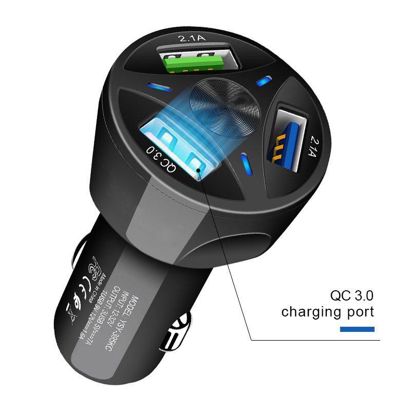 QC3.0 Sigarettenaansteker 3 Usb Sigarettenaansteker 2.1A Snel Opladen Auto Socket Adapter Usb Sigarettenaansteker