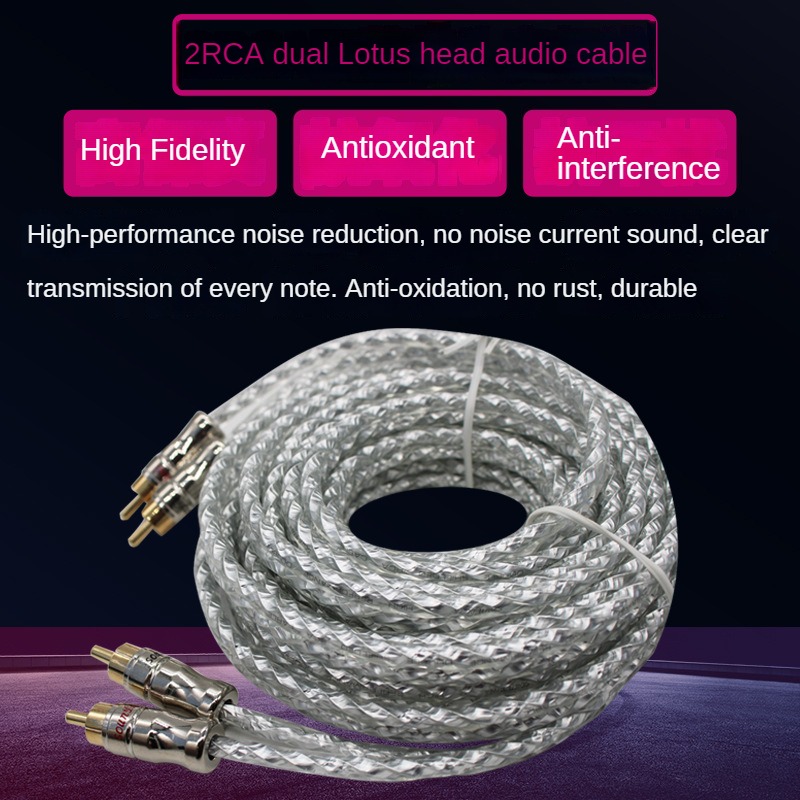 Cable de Audio para coche, Cable de señal de cabeza de Metal de cobre puro, altavoz de Audio estéreo, amplificador de Cable, instalación de subwoofer RCA, cableado secundario