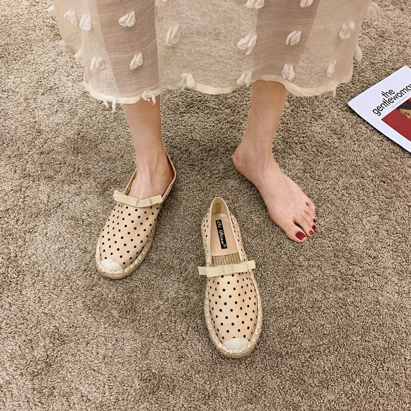 MIYEDA-zapatos informales para mujer, zapatillas náuticas de lunares sin cordones, transpirables, suaves, combinan con todo, planos y poco profundos para mujer