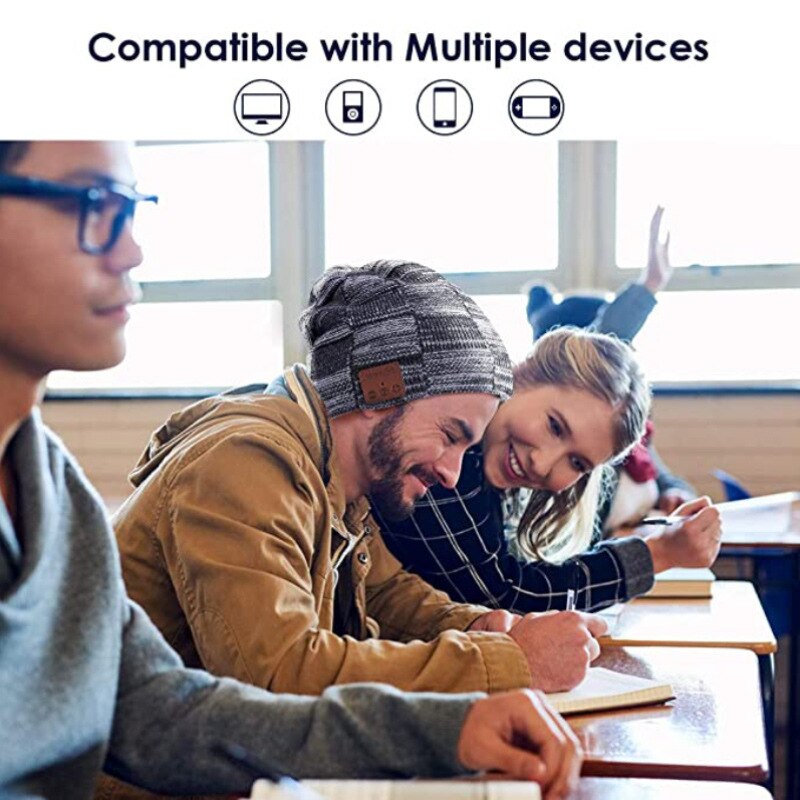 2021 inverno Bluetooth Beanie wireless ricaricabile USB led cuffie musicali in esecuzione cappello da sci per maglieria caldo all&#39;aperto cappello auricolare