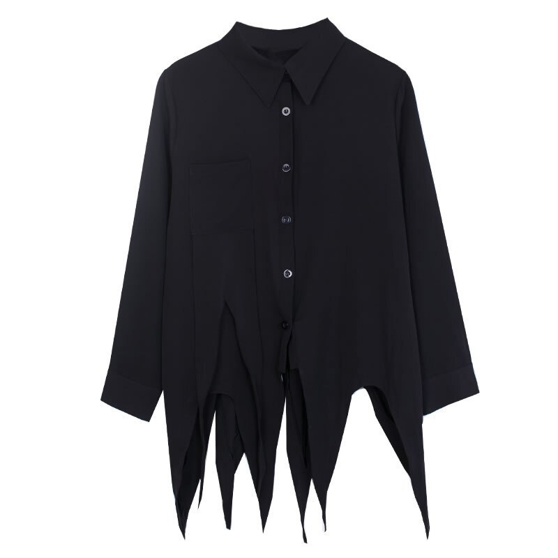 XITAO-Blusa holgada de estilo coreano con dobladillo Irregular para mujer, camisa de talla grande, ropa de con personalidad para mujer, DZL2091