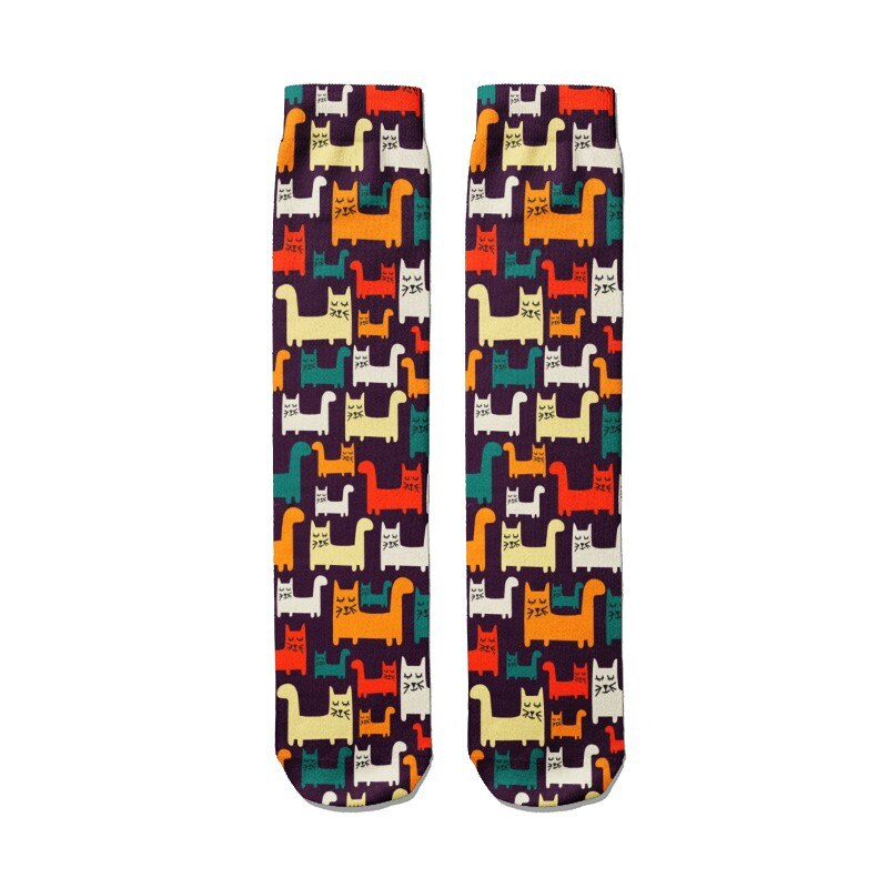 Chaussettes imprimées Shiba Inu pour femmes, chaussettes longues unisexes, décontractées, en coton, confortables, à la , drôles, chats, chiens, animaux, Harajuku: Style7