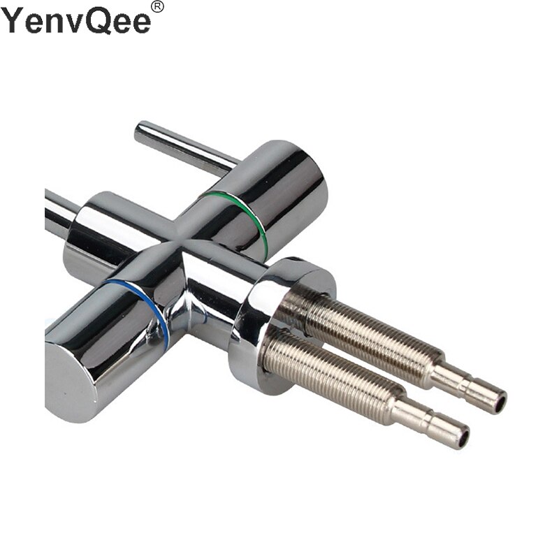 Rvs Dubbele Outlet Kraan Set Waterzuiveraar Tap Keuken Ro Kraan Dubbele Inlaat En Uitlaat Tap 1/4 Inch Connect slang