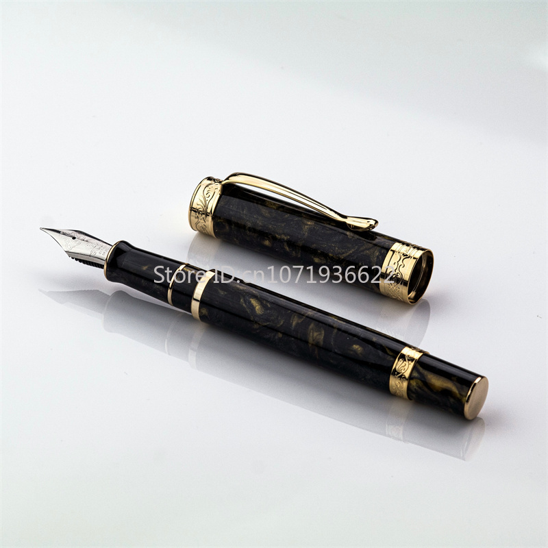 Pluma estilográfica Tangmoon D6 con tapa magnética, pluma de caligrafía de resina Premium, punta EF F para práctica de escritura y , suministros de oficina: BLANCO / efectivo