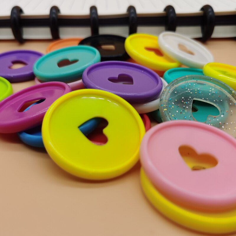 50PCS 35mm Plastic Loose-leaf DIY Notebook Binding Buckle 360 Degree Rotating Disc Buckle Office Learning Binding Supplie