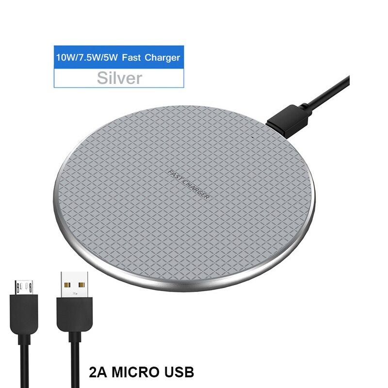 GYSO 15W Wireless Charger for iPhone SE SE 2 for Samsung S8 S9 S10 S20 Note 10 Plus Qi Charging Pad for iPhone 11 Pro Max: silver