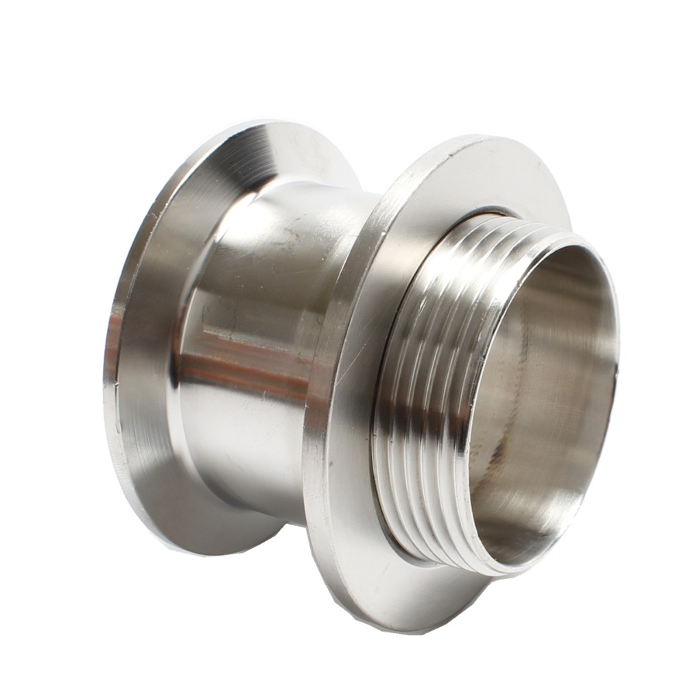 Adapter external thread DN40 (1 1/2") 48mm x tri-clamp 2" OD64 with silicone gasket. Stainless steel SS304. Length 50mm