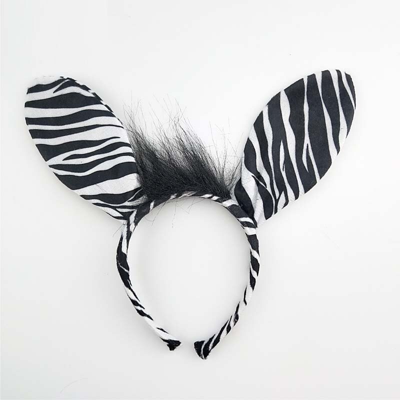 Fest børn voksen tegneserie zebra øre pandebånd hale slips fødselsdag dyr cosplay hårbånd plys halloween fødselsdag