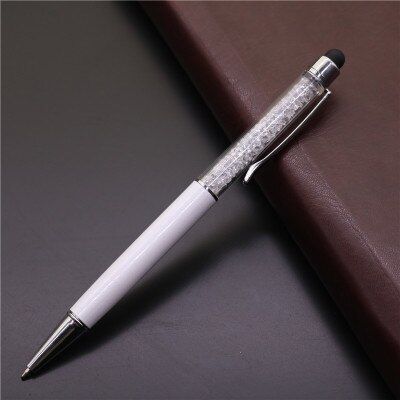 10 stücke Kreative Stylus Touch Pen kristall 0,7mm Kugelschreiber für Schreiben Schreibwaren Büro Schule Schwarz refill 2 in einem: white