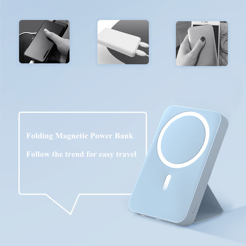 Folding Stand Power Bank 15W Wireless Fast Charging Magnetic Powerbank External Battery Fast Charger Auxiliary Battery poverbank