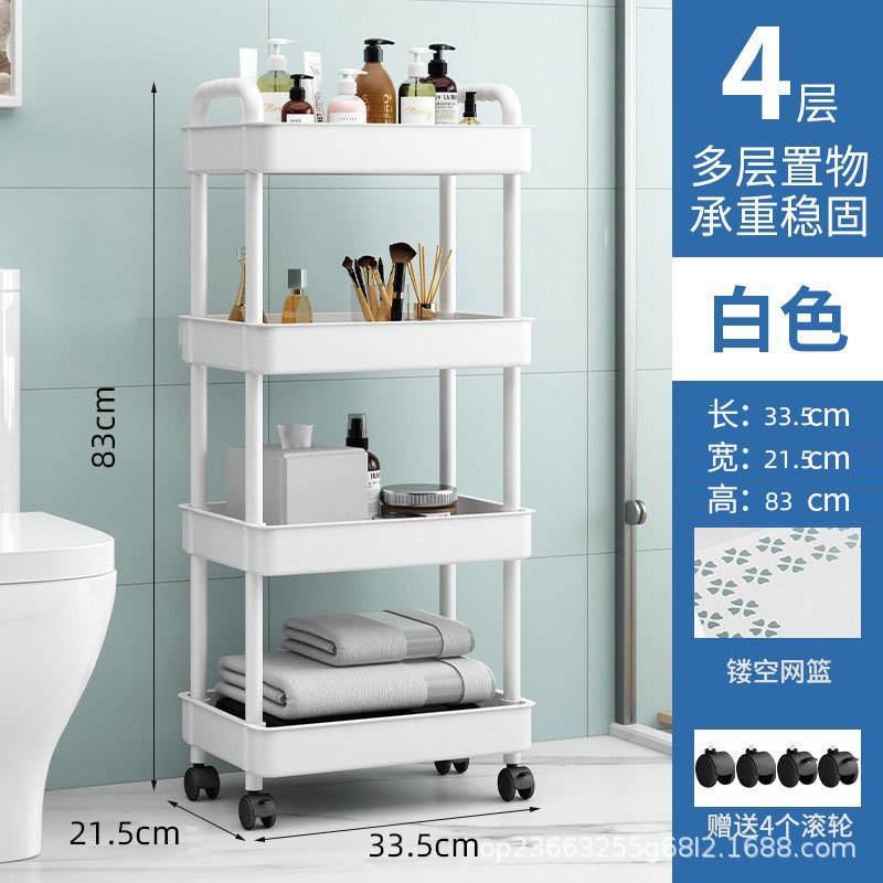 Carro multicapa, organizador de ruedas, almacenamiento móvil para baño, cocina doméstica, carrito multifuncional con ruedas: Castaño