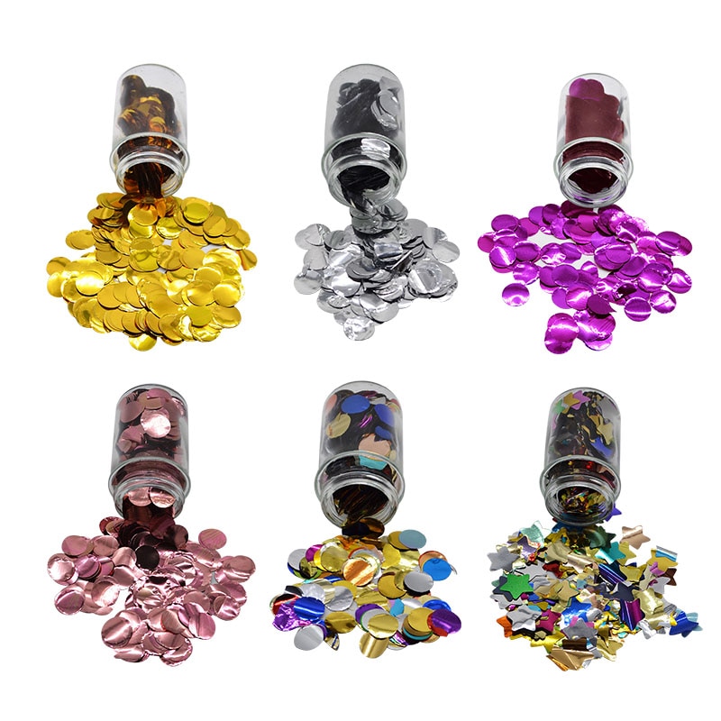 10g/ parti 1cm metallisk folie papir konfetti farverige styrofoam bolde runde stjerne fyld ballon konfetti bryllup fødselsdag dekoration