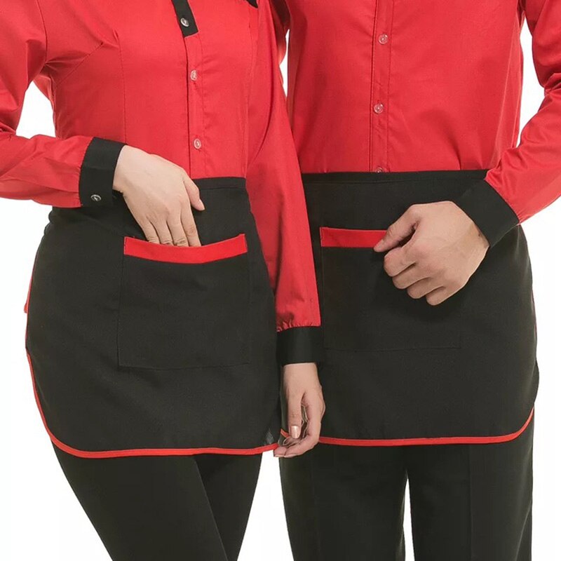 Kitchen Cooking Bar Pub Aprons Work Dining Half-length Long Waist Apron Catering Chefs Hotel Waiters Uniform: Black