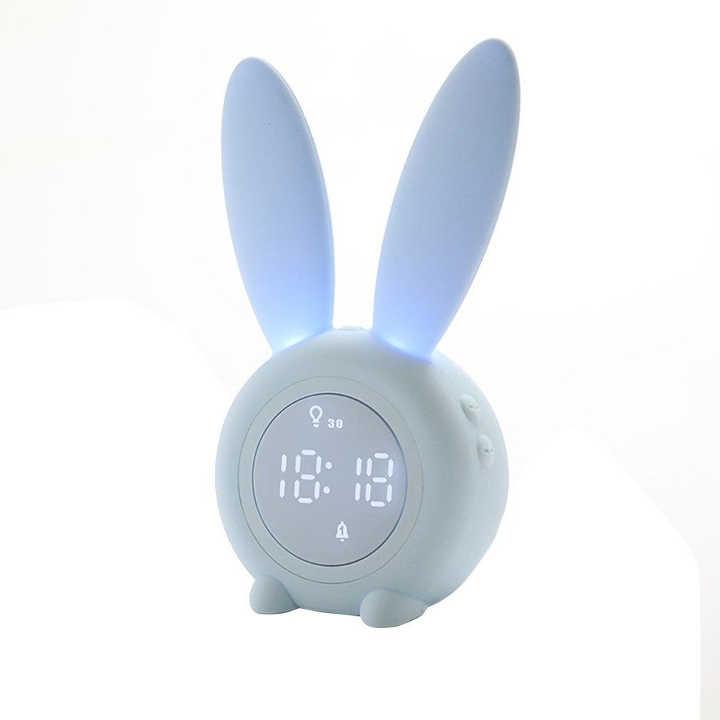 Wake Up Light Bedside Lamp Alarm Clock Light Rabbit Alarm Clock With Sunrise And Sunset Simulation Thermometer: Blue