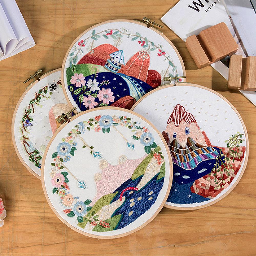 Decoração de bordado artesanal para iniciantes, kit de bordado, costura, faça você mesmo