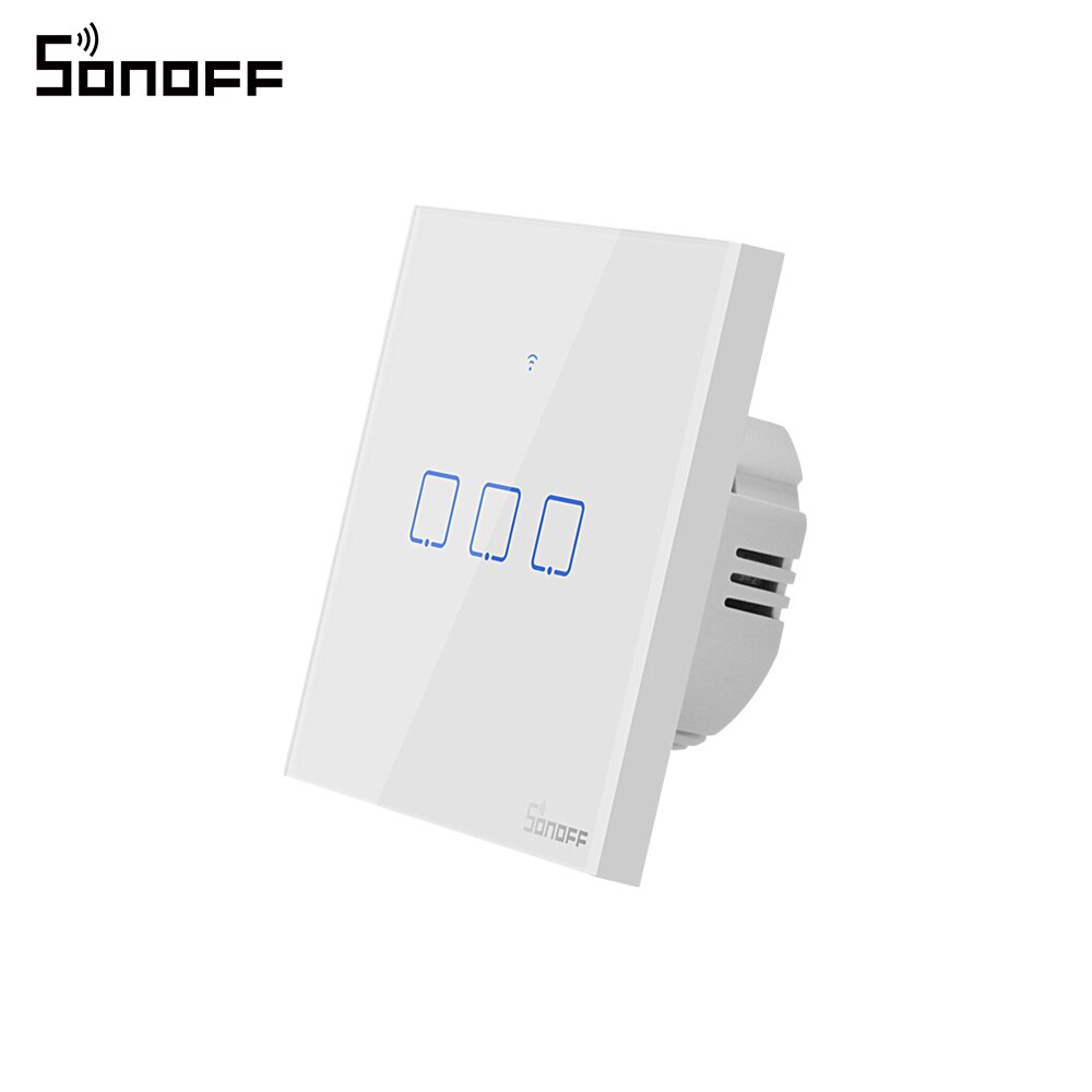 Sonoff-Interruptor de pared inteligente T0/T1, accesorio con Wifi, 1/2/3 entradas, táctil/WiFi/433 RF/aplicación remota, funciona con Alexa