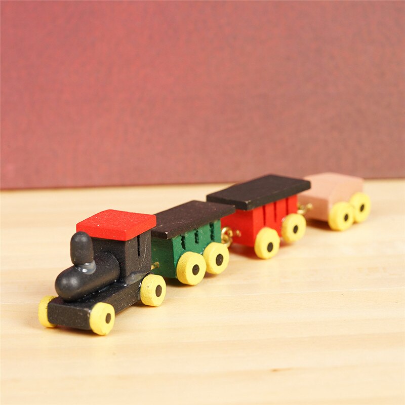 1:12 Mini Train Model Solid Wood Color House Miniature Children's Toy Dollhouse Bedroom Accessories Furniture Miniatur Z6W5