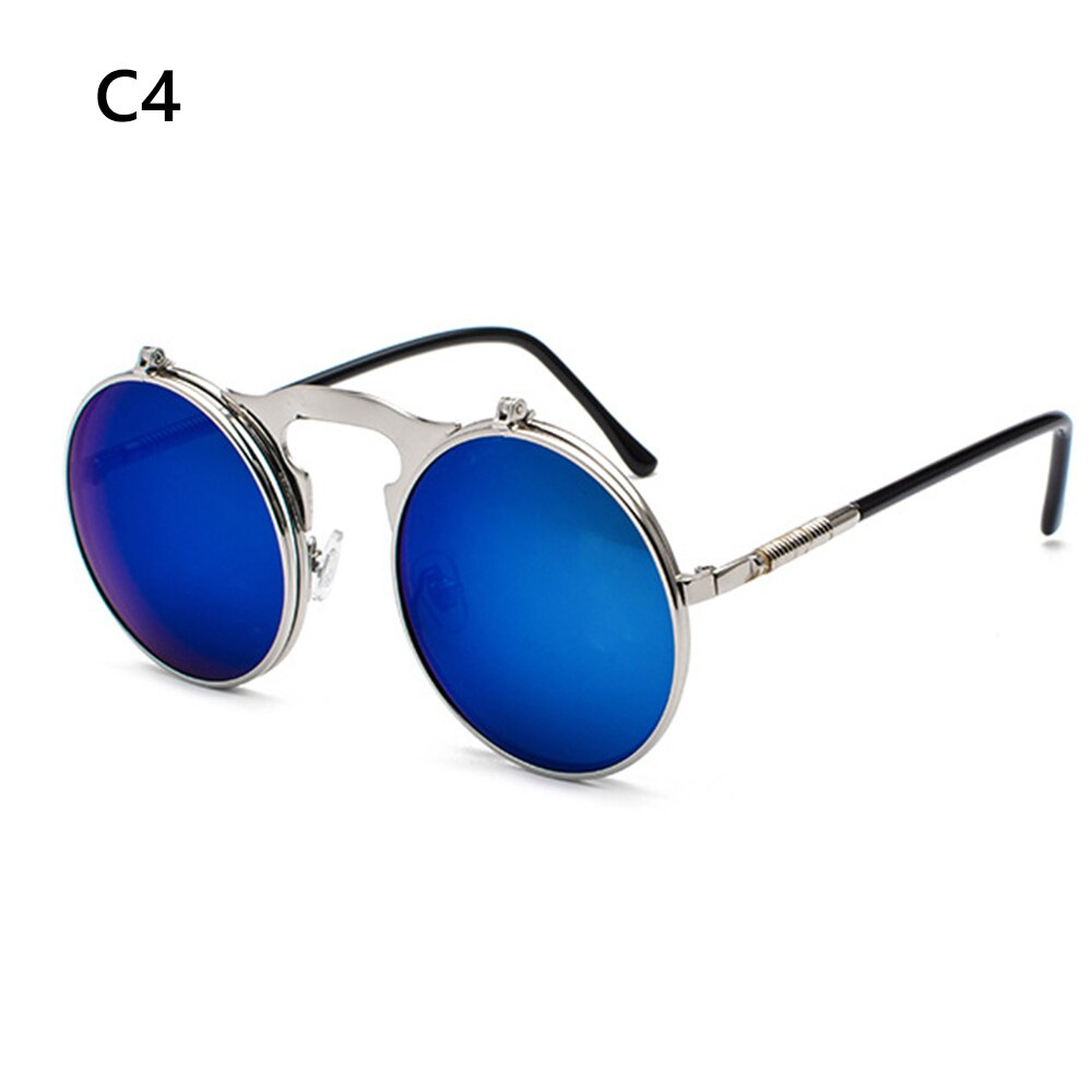1 PC Vintage Punk Round Flip Up Sunglasses for Men Women Steampunk Driving Sunglasses Summer UV Protection Eyewear: 4