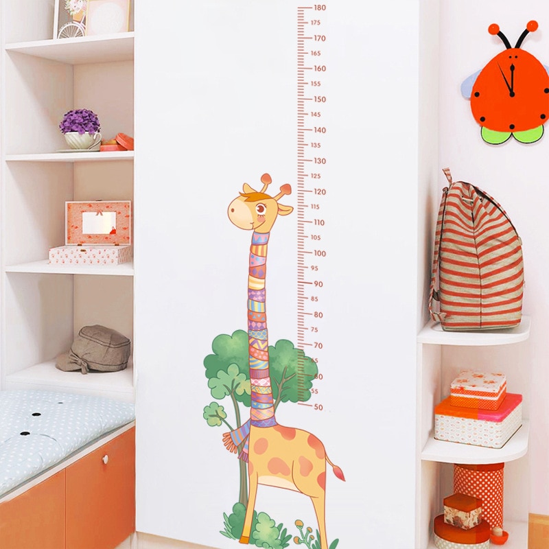 Leuke Giraffe Hoogte Meet Muursticker For Kids Kamers Groei Grafiek Nursery Room Decor Muurstickers Art