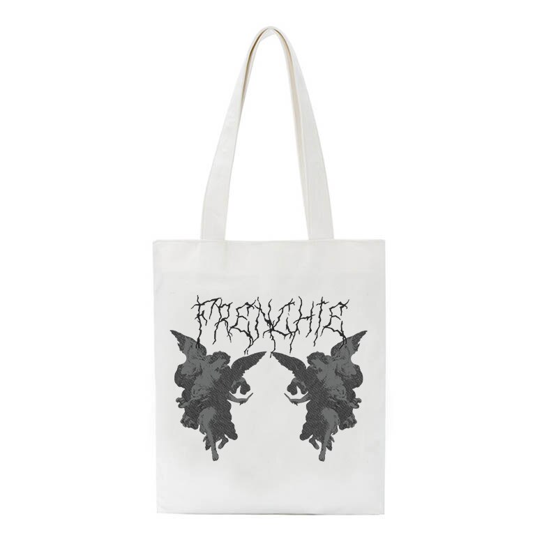 Bolso de lona con estampado de Ángel gótico para mujer, bolsa punk de gran capacidad, informal, divertida, Harajuku, bolso de hombro de estilo hip hop: Bai01