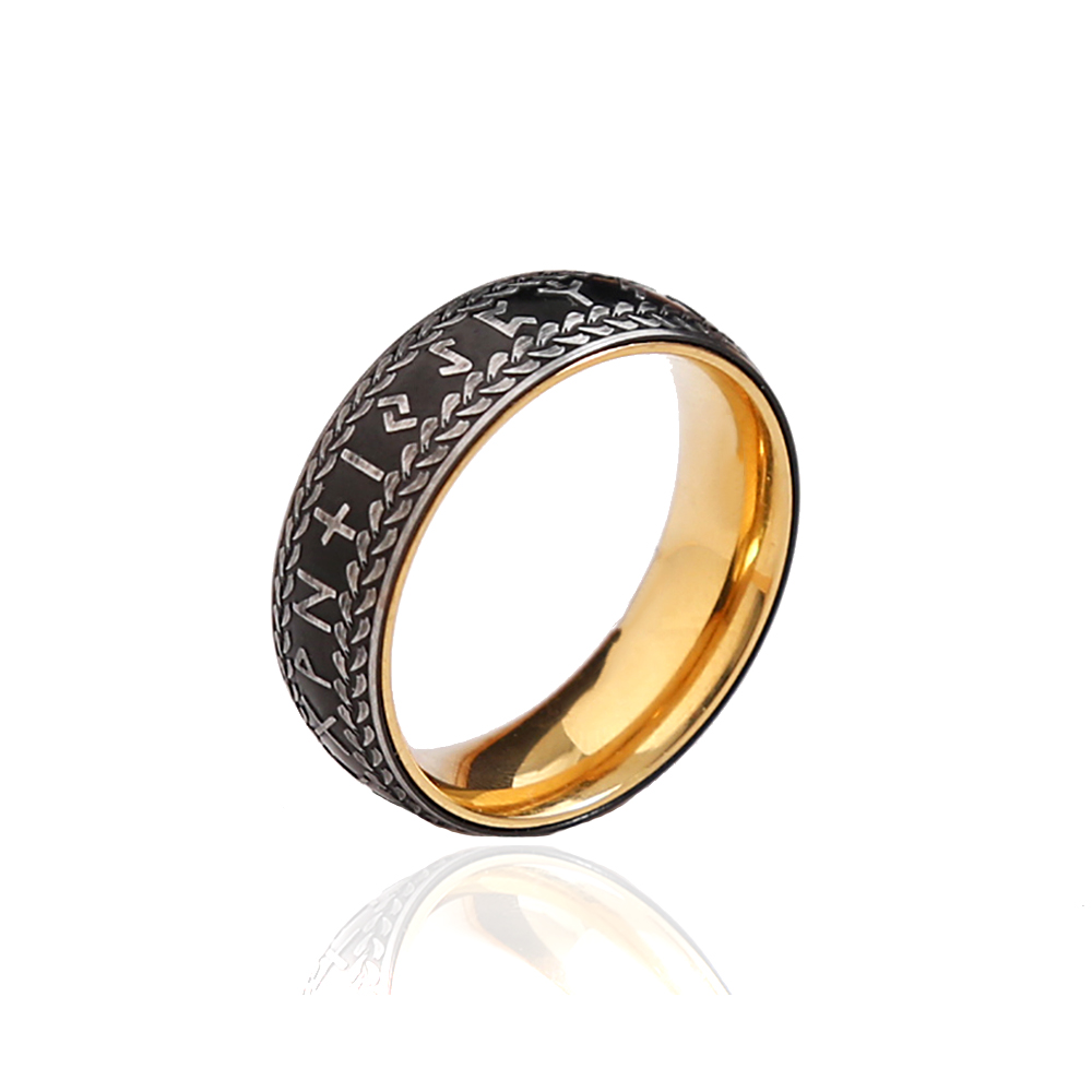de anillos de runas vikingas Vintage a la para hombres y mujeres, anillo de acero inoxidable a la , amuleto para parejas, de joyería al por mayor: 12 / Negro
