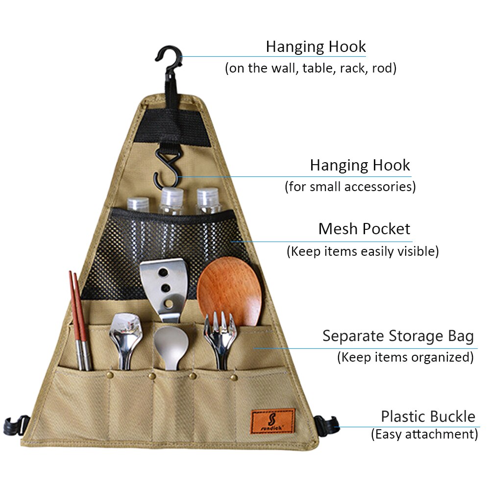 Sundick 900d oxford klud udendørs camping picnic bordservice opbevaringspose bærbar grill bestik arrangør hængende holder poser