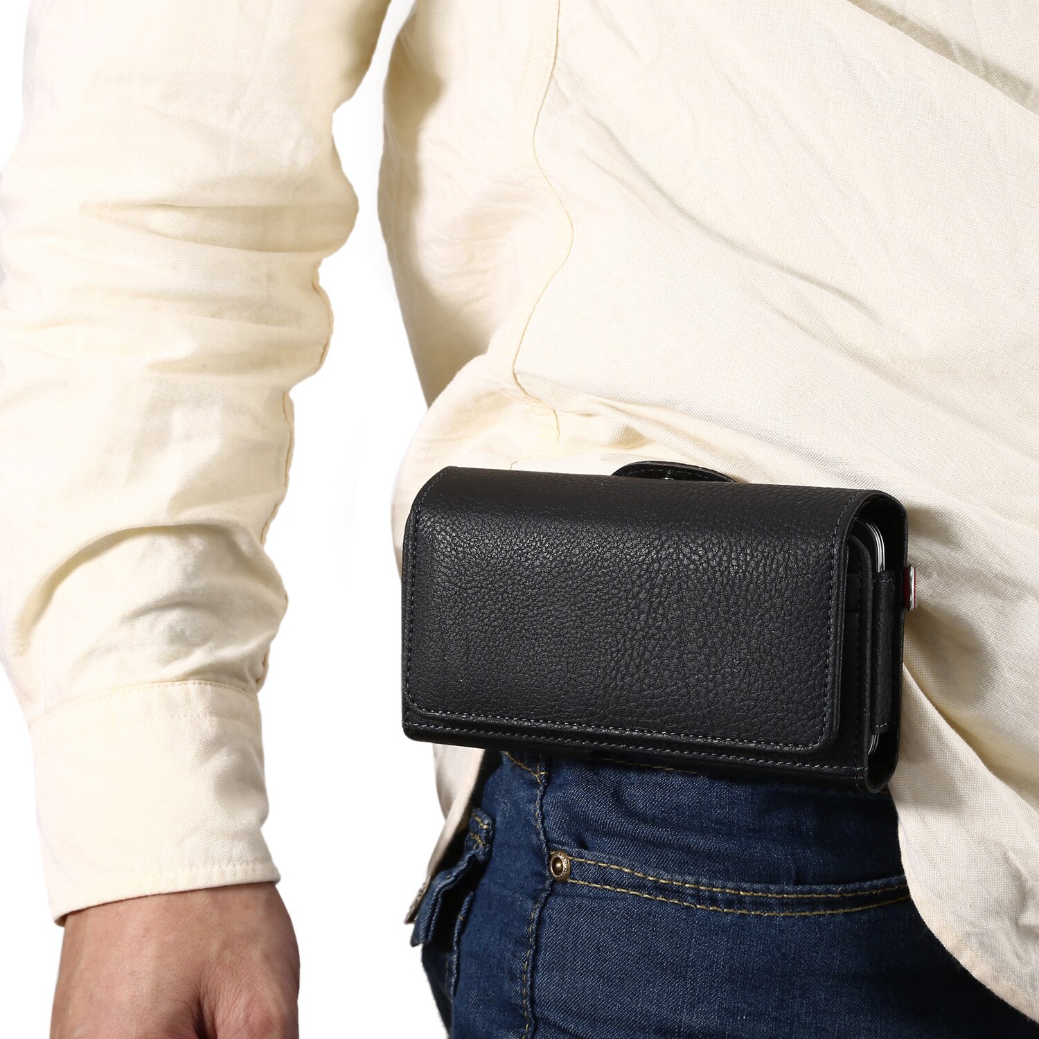 Double Layer Man Waist Pack Belt Bag for iPhone XS MAX XR 6 7 8 Phone Wallet Purse Holster PU Leather Case for Samsung etc.