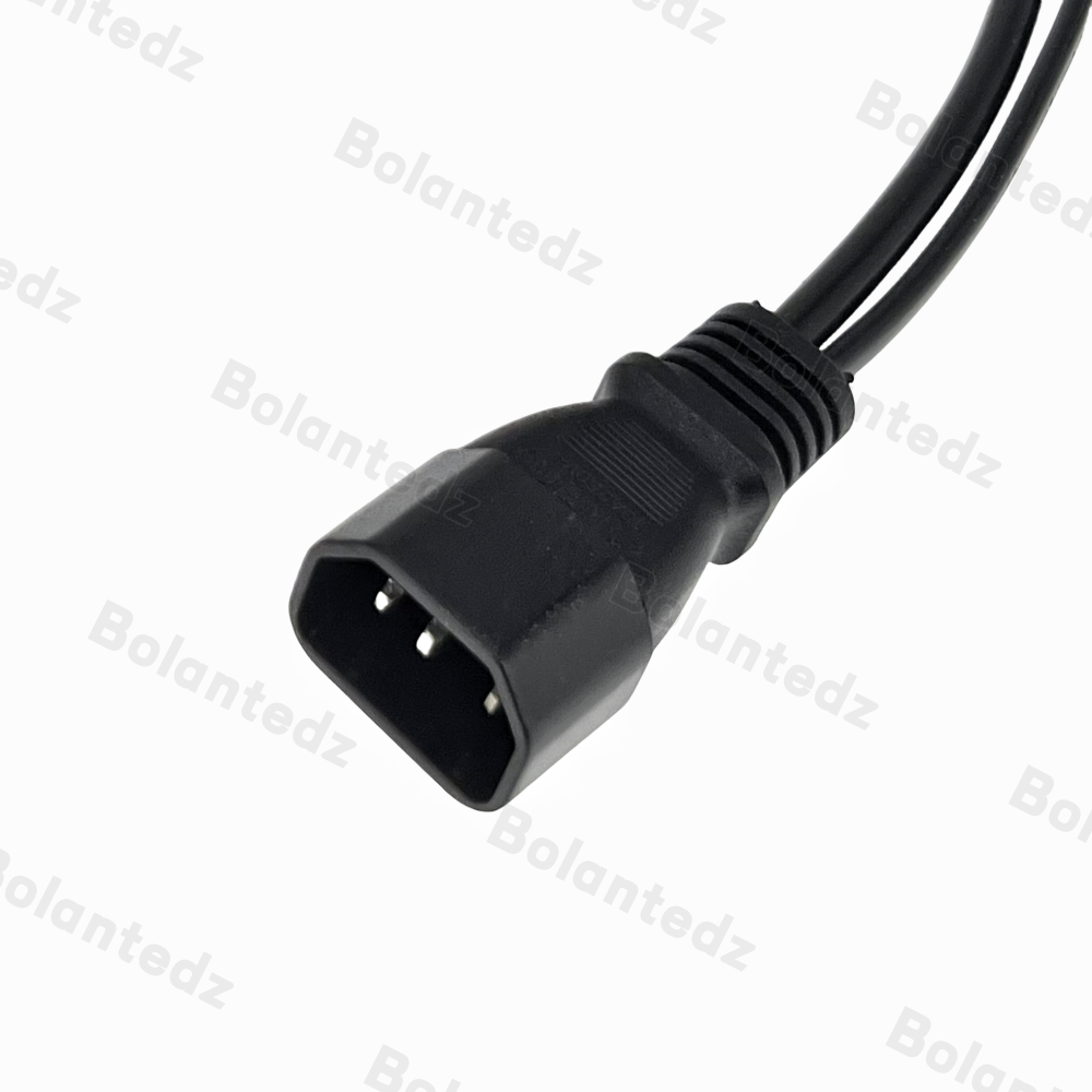 Bolantedz Power Y Type Splitter Adapter Cable Single IEC 320 C14 Male To C5+C7 Female Short Cord for Computer host display 0.3M