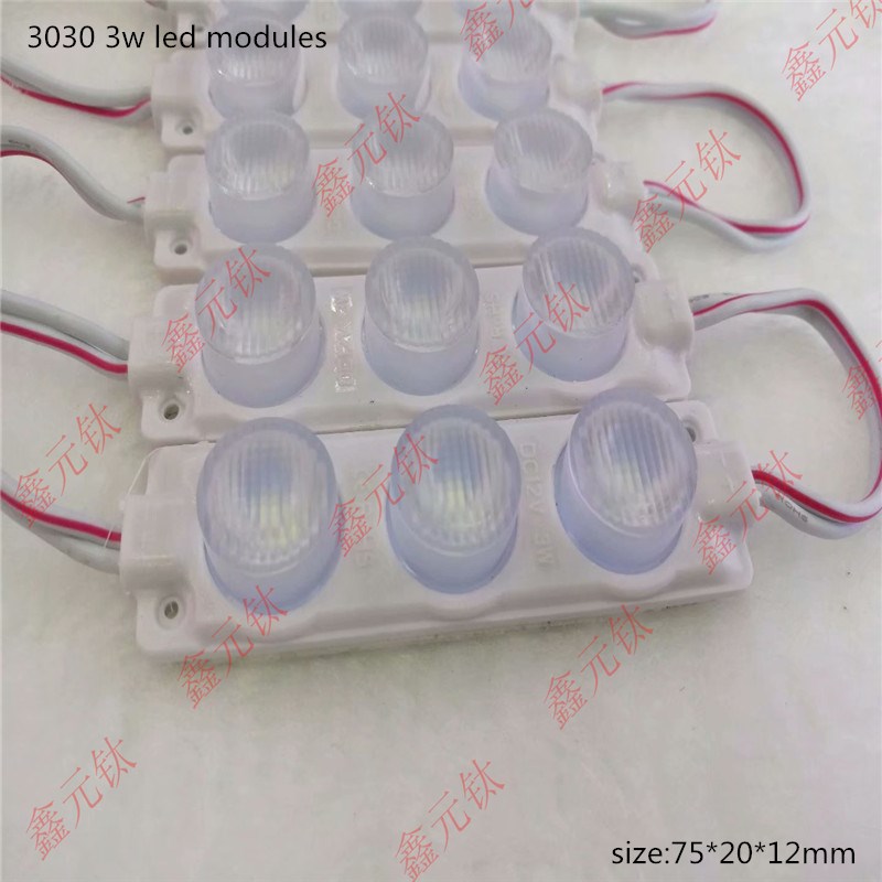 3W 12V LED modules 3030 wit warm wit 3leds Hoogtepunt reclame verlichting optische lens waterdichte ip65 20 stks/partij