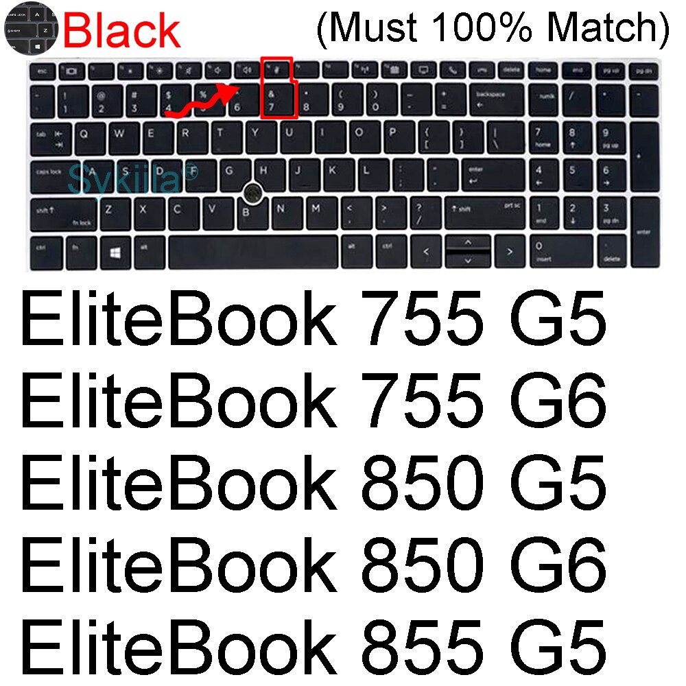 Keyboard Cover for HP EliteBook 855 G7 G8 850 G5 G6 G7 G8 1050 G1 Zhan X Notebook PC Protector Skin Case Silicone 15 15.6: Black 755 850 G5 G6