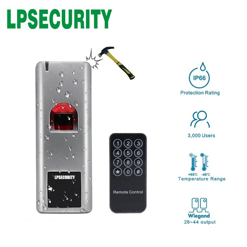 outdoor Standalone Metal Case Door lock Biometric Fingerprint Access Control scanner RFID 125KHZ WG26 output Reader 1000users: no tags kit
