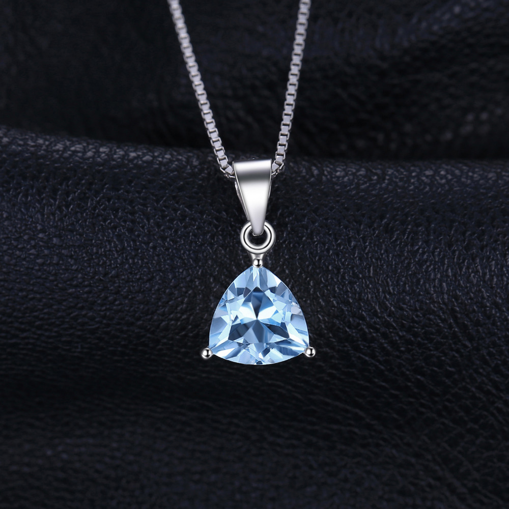 Bijoux palace naturel bleu topaze pendentif collier 925 en argent Sterling pierres précieuses collier ras du cou femmes sans chaîne