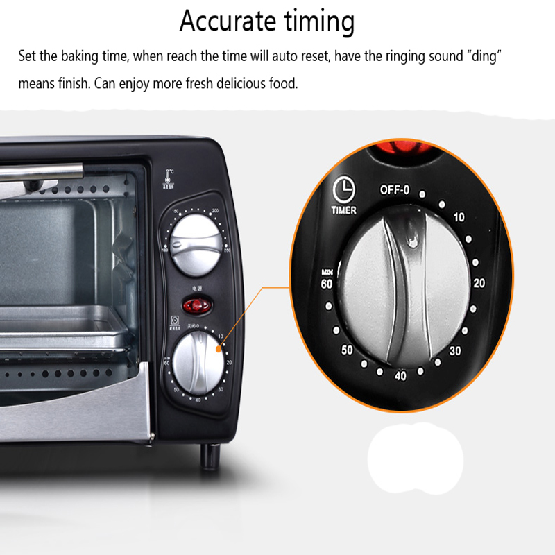 Kitchen Appliances Household Baking Mini Oven 12L Stainless Steel Housing Glass Electric Oven Cake Toaster