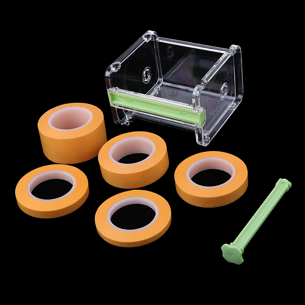 Set 1PC Desktop Adhesive Tape Dispenser Box +5Roll Hobby Model Masking Tapes