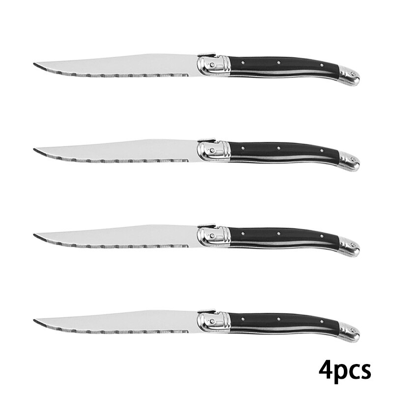 9'' Laguiole Steak Knifes Black Cutlery Dinner Knives Stainless Steel Dinnerware Restaurant Bar Kitchen Tableware set 4/6/10pcs: 4 PCS Knife