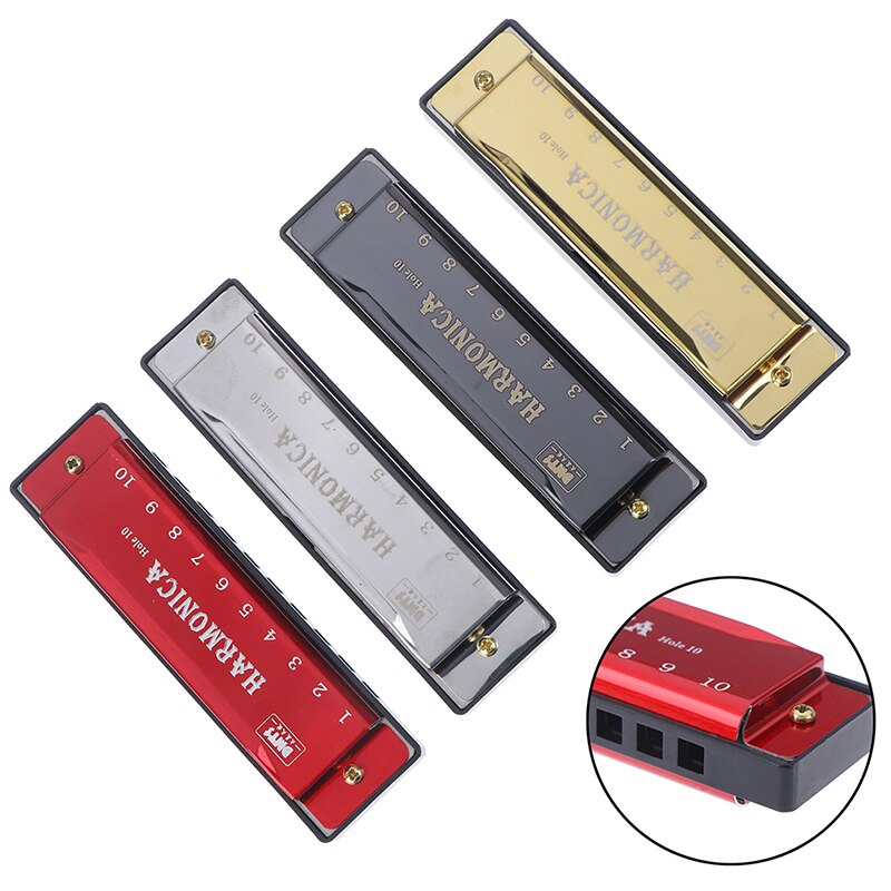 10 Hole Harmonica Mondharmonica Puzzel Titanium Muziekinstrument Beginner Onderwijs Spelen Koperen Kern Hars Harmonica