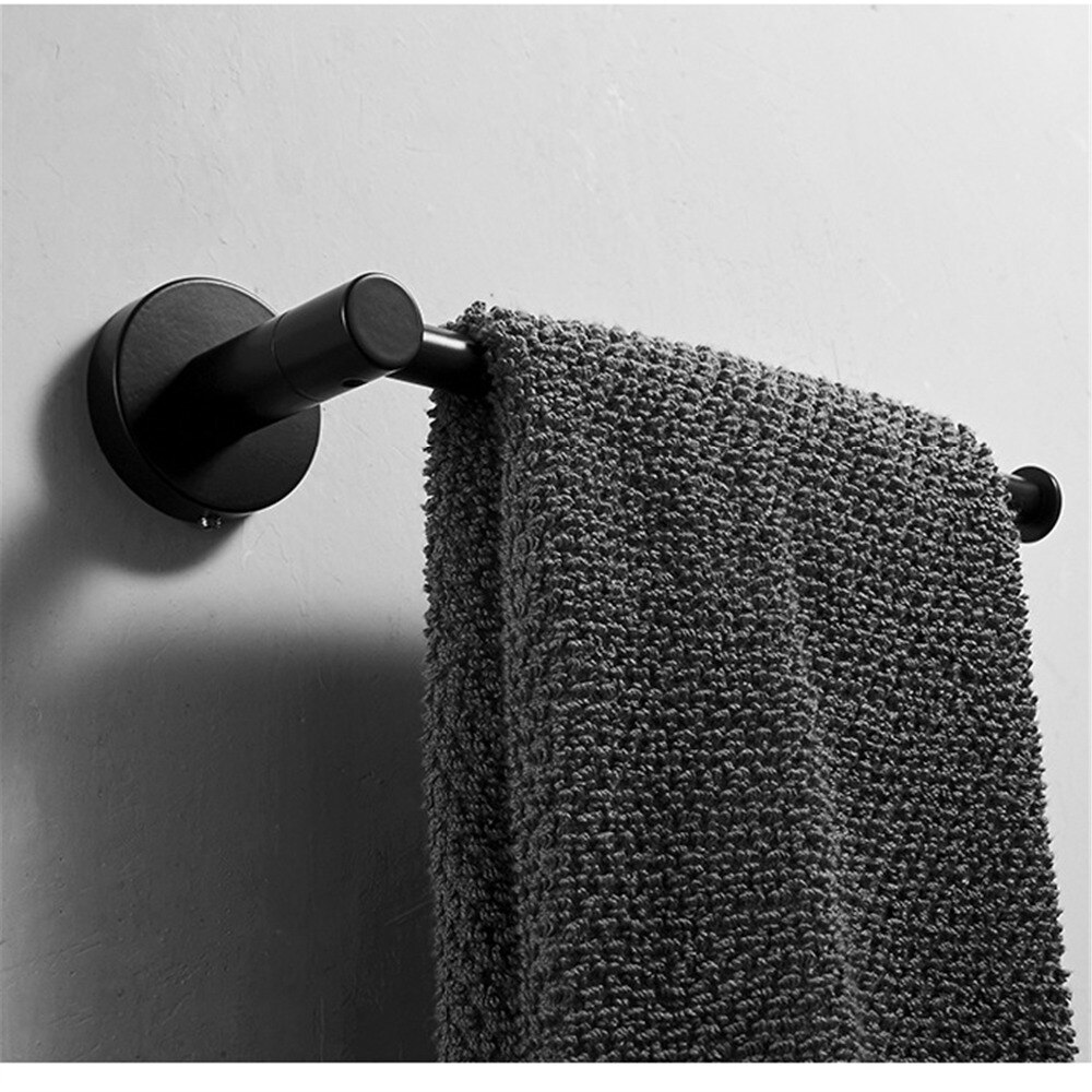 Badeværelse håndklædeholder sus 304 rustfrit stål sort håndklæde ring vægmontering håndklædeholder håndklædeholder badeværelse tilbehør