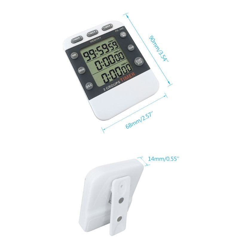 Kitchen Countdown Sports Timer 99 Hours 12/24 hour clock Memory Reminder 3 Channel Count down Timer 3 Groups Timer