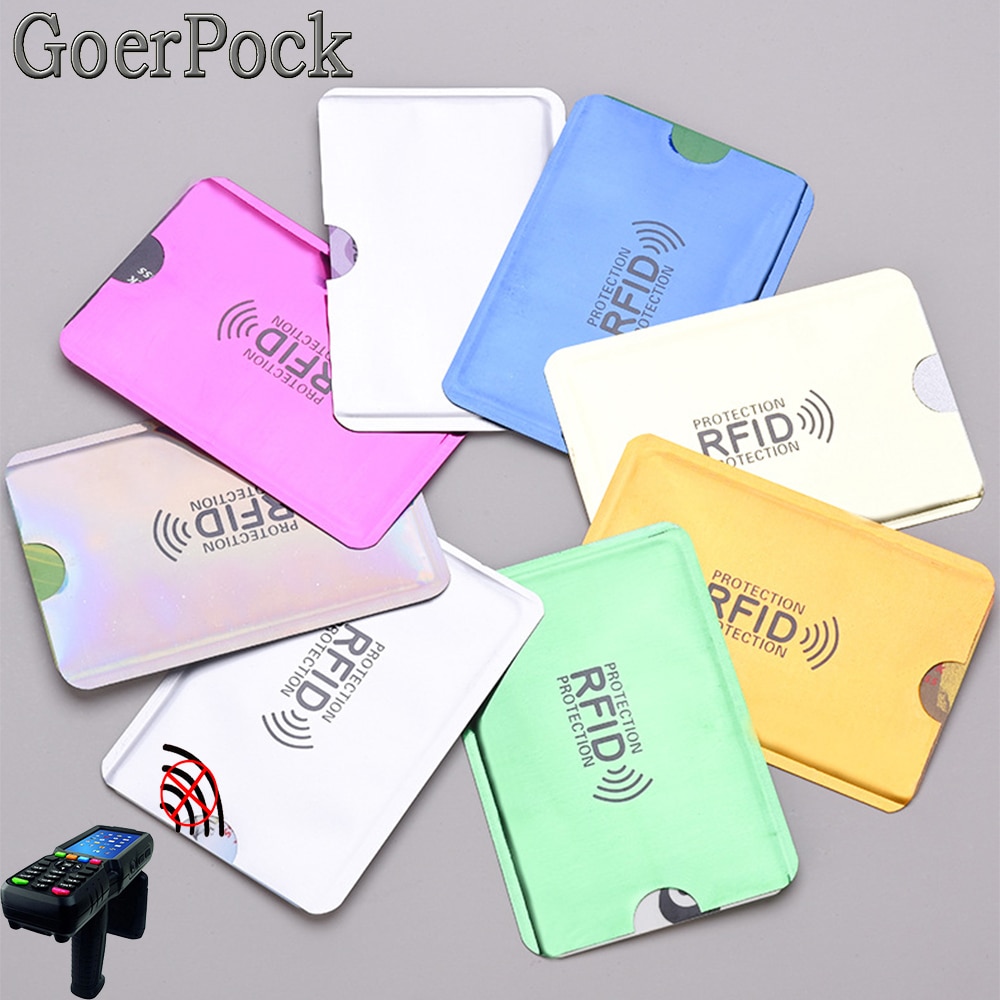 5pc Anti Rfid Wallet Blocking Reader Lock Card Holder Id Bank Card Case Protection Aluminium Metal Smart Anti-theft Credit Cards