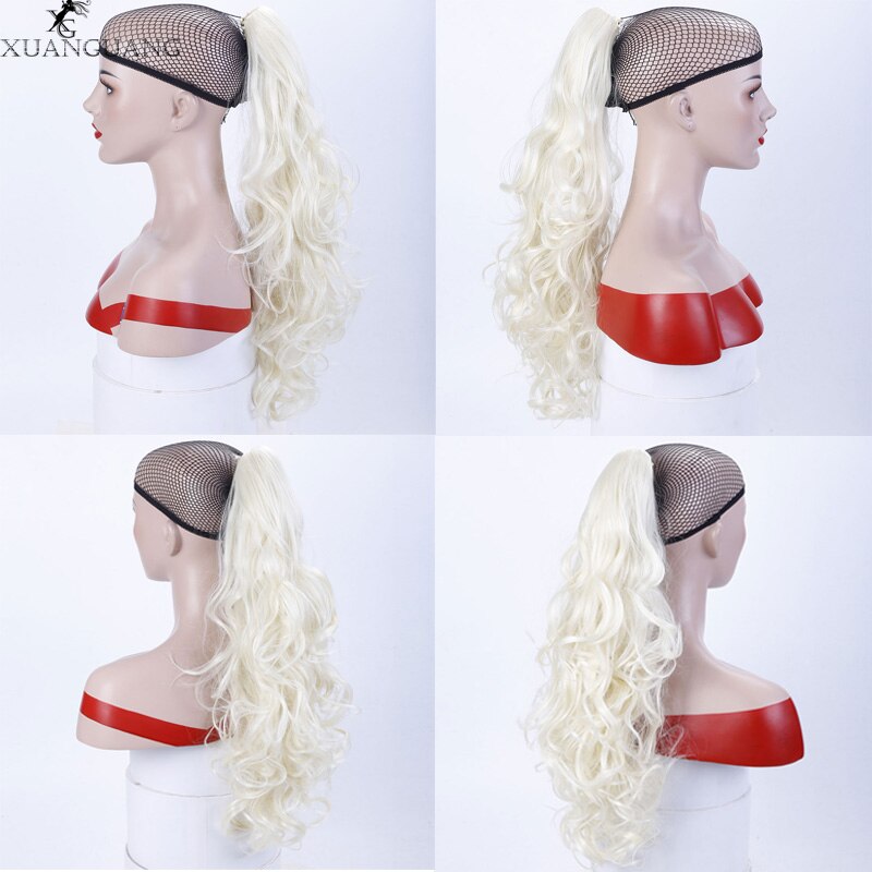 XUANGUANG Curly Hair Ponytail Hair Extension Brown Blonde Heat Resistant Artificial Ponytail