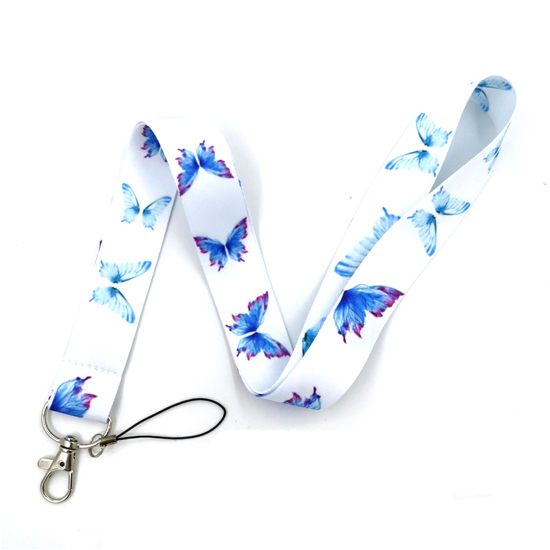 Vlinder Telefoon Bandjes Lanyards Voor Sleutels Id-kaart Badge Holder Sleutelhanger Nekkoord Singels Lint Hang Touw Mobiele Accessoires